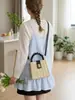 Bolsa Transversal Color Block Tecida Estilo Viagem Praia Férias Bolsa de Praia Chic Retrô Versátil Bolsa de Ombro