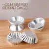 10 Peças forma de alumínio para assar fundo plano xícara crisântemo forma de pudim forma de tarte de ovo ferramenta de moagem de bolo diy