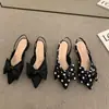 Sandalias Nuevas de Verano 2025 Estilo Francés de Tacón Bajo con Lazo y Punta Cerrada, Zapatos de Nicho Estilo Hada para Primavera y Verano para Combinar con Vestidos