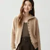 Cárdigan con Botón de Solapa para Mujer 2026 Otoño Invierno Nuevo Rojo Manga Larga Tejido Versátil Cálido Abrigo Suéter Top