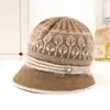 Chapéu de tricô feminino de inverno para mães de meia-idade e idosas, chapéu quente com forro de fleece, chapéu com aba espessa para clima frio