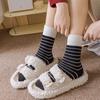 Meias grossas listradas femininas outono e inverno com forro de lã meias médias espessas meias femininas da moda meias Ankora vermelhas felpudas meias quentes