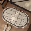 Alfombra de Baño Ovalada Pequeña Floral Estilo Pastoral de Tierra de Diatomeas, Absorbente de Agua, Secado Rápido, Alfombrilla Antideslizante para Entrada de Baño, Felpudo