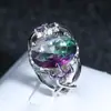 Fabricantes de Suministro Transfronterizo Venden Directamente Anillos Europeos y Americanos Nuevos, Anillos de Diamante de Cobre Fino con Circonia de Colores de Moda y de Alta Gama