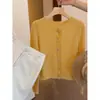 Cárdigan de punto calado de encaje azul de manga larga para mujer, principios de otoño, de alta gama, único, hermoso, suave y juvenil, suéter suave y acogedor