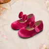 Zapatos Mary Jane de Terciopelo con Lazo Vintage para Niñas, Zapatos Infantiles para Fiestas Navideñas y Actuaciones, Planos Versátiles de Princesa