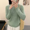 Cárdigan de Mohair Calado Estilo Coreano para Mujer, Nueva Colección Primavera 2026, Abrigo Suéter de Cuello Redondo, Top Suave y Adelgazante
