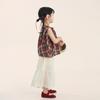 Conjunto de Verano Changguo Clothing para Niñas Estilo Coreano Chaleco a Cuadros y Pantalones de Pierna Ancha Conjunto de Dos Piezas para Niñas Jóvenes