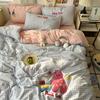 Roupa de Cama Grau A Materno e Infantil Conjunto de Quatro Peças Lençol de Cama de Algodão Puro Algodão Lavado Capa de Edredom Touca de Cama Conjunto de Três Peças para Dormitório de Estudante