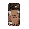 Pulsera de gato KT con estampado de leopardo adecuada para funda de teléfono Apple 18pm iPhone 17 Otoño/Invierno 16 Lindo Dibujo Animado 15 Gamuza