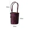 Bolso Tote Cilíndrico de Tela Mojie Accesorios para Ceremonia del Té Bolso de Mano Portátil para Exteriores Bolsa de Almacenamiento para Juego de Té Bolso de Tote de Viaje
