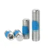 En Stock Juego de Tornillos Prisioneros de Acero Inoxidable 304 de Cabeza Hexagonal con Fijador de Roscas Azul, Extremo Plano, M2.5~M8, Antiaflojamiento