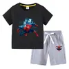 2026 Camiseta Infantil Masculina Verão Novo Estilo Manga Curta Roupa Infantil Estilo Coreano Algodão Calça Curta Feminina Conjunto de Duas Peças