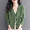 Otoño/Invierno 2026 Nuevo Estilo Coreano para Mujer Cárdigan de Punto Cálido de Color Sólido Prendas Exteriores Suéter Top de Moda