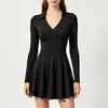Vestido de Tênis Feminino de Manga Longa com Bolsos, Vestido Esportivo, Vestido de Golfe Tênis, Vestido de Tênis de Manga Longa
