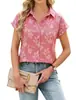 2026 Ropa Femenina Transfronteriza Europea y Americana Amazon TK Verano Nuevo Holgado Botón Manga Corta Jacquard Camisa Chifón Camisa