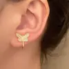 Moda Cobre Zircon Mariposa Clip para Oreja Sin Agujeros en la Oreja Clip para Oreja Mori Super Hada para Mujer de Alta Gama Aretes Ins Transfronterizos