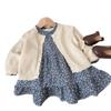 Traje para niña Ningli nuevo estilo cárdigan de punto de estilo occidental para niños falda de dos piezas ropa para niños primavera y otoño ropa de otoño para bebés