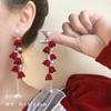 Pendientes Festivos Rojos de Año Nuevo para Mujer Pendientes de Temperamento de Alta Gama Nuevos Pendientes Calientes de Otoño e Invierno Pendientes de Boda de Año Nuevo