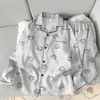 Pijama casual masculino para primavera e outono, algodão nuvem, manga longa e calça comprida, corte solto, adequado para usar ao ar livre, conjunto para casa, atacado transfronteiriço