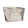 Bolsa de Maquillaje de Lona con Flores Rosas y Hojas Verdes Bolso de Mano para Mujer Bolso Artístico Simple Versátil Urbano Portátil
