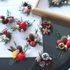 Kit de Material DIY Broche Pinça de Planta de Natal Frutas Secas Pinha Flor Seca para Atividades de Salão e Artesanato de Jardim de Infância