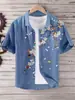 Camisa Hawaiana con Estampado de Vida Marina Transfronteriza para Hombre de Verano Transpirable de Manga Corta Absorbente de Sudor Solapa Transpirable y Absorbente de Sudor