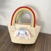 Nova Bolsa de Menina 2024 Nova Bolsa Nuvem Arco-Íris Bolsa Infantil de Palha Bolsa de Palha de Grande Capacidade Estilo Coreano