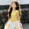 Conjunto Saia para Meninas Verão 2026 Novo Estilo Saia Plissada de Gaze Infantil Estilo Princesa Doce Sem Mangas Conjunto de Duas Peças Tendência
