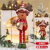 Adornos de Muñeca Retráctil Navideña Transfronterizos Regalos de Navidad Decoraciones de Muñeco de Pie a Cuadros Retro Hombre Viejo Muñeco de Nieve