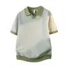 2026 Nova Camisa Polo de Tricô Masculina Respirável de Verão com Gola Reversível Camiseta Masculina Casual Versátil de Manga Curta