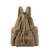 Mochila de Lona Artística Casual de Estilo Japonés Ins Mochila Escolar de Nailon Plisado a la Moda Mochila Trendy Fresca con Cordón