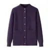 Roupas da Moda para Mães: Novo Cardigan Suéter Casaco Outono-Inverno para Mulheres de Meia-Idade e Idosas, Tricô com Gola Redonda, Transfronteiriço