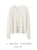 Nuevo Suéter de Punto Cardigan para Mujer Otoño/Invierno 2026 100% Cachemira Pura Cuello Redondo Manga Larga Elegante Abrigo para Viaje