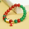 Pulsera de Ágata Roja Natural Aiyu Pulsera de Calcedonia Verde Fábrica de Joyería Navideña Venta al por Mayor Dropshipping S3111404