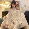 Pijama Feminino Yunduo de Algodão e Seda 2025 Novo Verão Primavera Outono Manga Longa Estilo Princesa Tamanho Grande para Gordinhas Conjunto para Casa