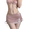 Maiô feminino sexy biquíni diamante corrente brilhante pó reunindo três peças fino divisão triângulo férias quente primavera maiô