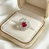 Anillo de Zirconia Transfronterizo Europeo y Americano para Mujer Lujo Ligero Sentido del Diseño Francés de Nicho Anillo de Dedo Geométrico Abierto Ajustable Estilo Nuevo