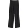 Calça de Alfaiataria Estilo Coreano Wide Leg para Mulheres Temporada Outono e Inverno 2026, Forrada com Lã, Roupa Profissional de Alta Qualidade, Calça Longa Casual Reta Emagrecedora