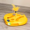 Brinquedo para Gatos com Penas, Sino, Bola de Menta, Roda Giratória e Base Oscilante para Filhotes se Divertirem