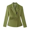 Conjunto de Dos Piezas de Pantalones Casuales Ajustados de Cintura Elástica y Blazer para Mujer Europeo y Americano Transfronterizo Za Aliexpress de Venta Caliente