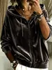 2026 Nueva Sudadera con Capucha y Cremallera de Manga Larga para Mujer, Color Sólido de Terciopelo con Cordón, Informal, Transfronteriza Europea y Americana, Amazon
