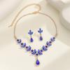 Conjunto Feminino Novo 2024 Transfronteiriço Europeu e Americano Colar de Cristal Gota d'Água Brincos Conjunto de Duas Peças Vestido de Casamento Noite
