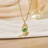 Lámpara Colgante de Nuevo Estilo con Diseño de Flor de Tulipán Microincrustada Collar de Lujo Moda Femenina Simple Cadena para Clavícula de Acero de Titanio de Gama Alta