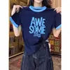 Camiseta de Manga Corta de Algodón Puro con Bloques de Color para Mujer, Diseño Moderno y Único, Top de Moda y Juvenil, Nuevo Estilo de Verano