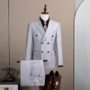 Conjunto de traje de alta gama, traje de punto de doble botonadura casual de negocios, traje de boda, atuendo formal, atuendo premium para novio