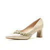 688-20 Salto Alto Francês Feminino Senso de Alto Padrão Verão 2025 Novo Bico Fino Salto Grosso Não Cansa Strass Sapatos de Salto Único