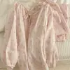 Pijama de Dibujos Animados de Gatito Lindo Estilo Coreano para Mujer, Estilo Primavera y Otoño, Pantalones Largos, Talla Grande, Conjunto Casual para Casa, Se Puede Usar Afuera