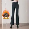 1023 Jeans de Campana Forrados de Felpa Pantalones Engrosados Moda Coreana Casual Pantalones para Mujeres de Mediana Edad Pantalones de Talla Grande para Mediana Edad