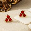 Aretes de Perlas de Imitación Moda Simple Aretes de Perlas Joyería Acero Inoxidable Versátil Zircón Retro Mini Aretes Redondos para Mujeres